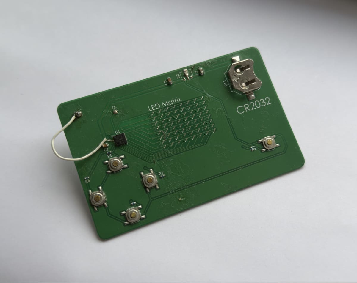 Image of the very first card I soldered